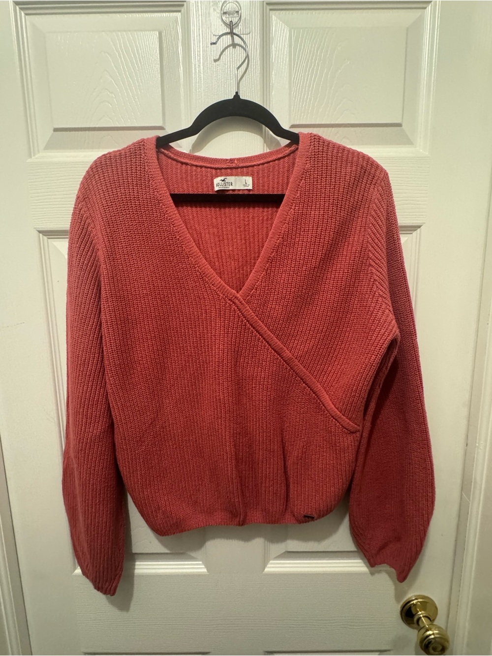 Hollister Cozy Wrap V-Neck Sweater - Rose sz L